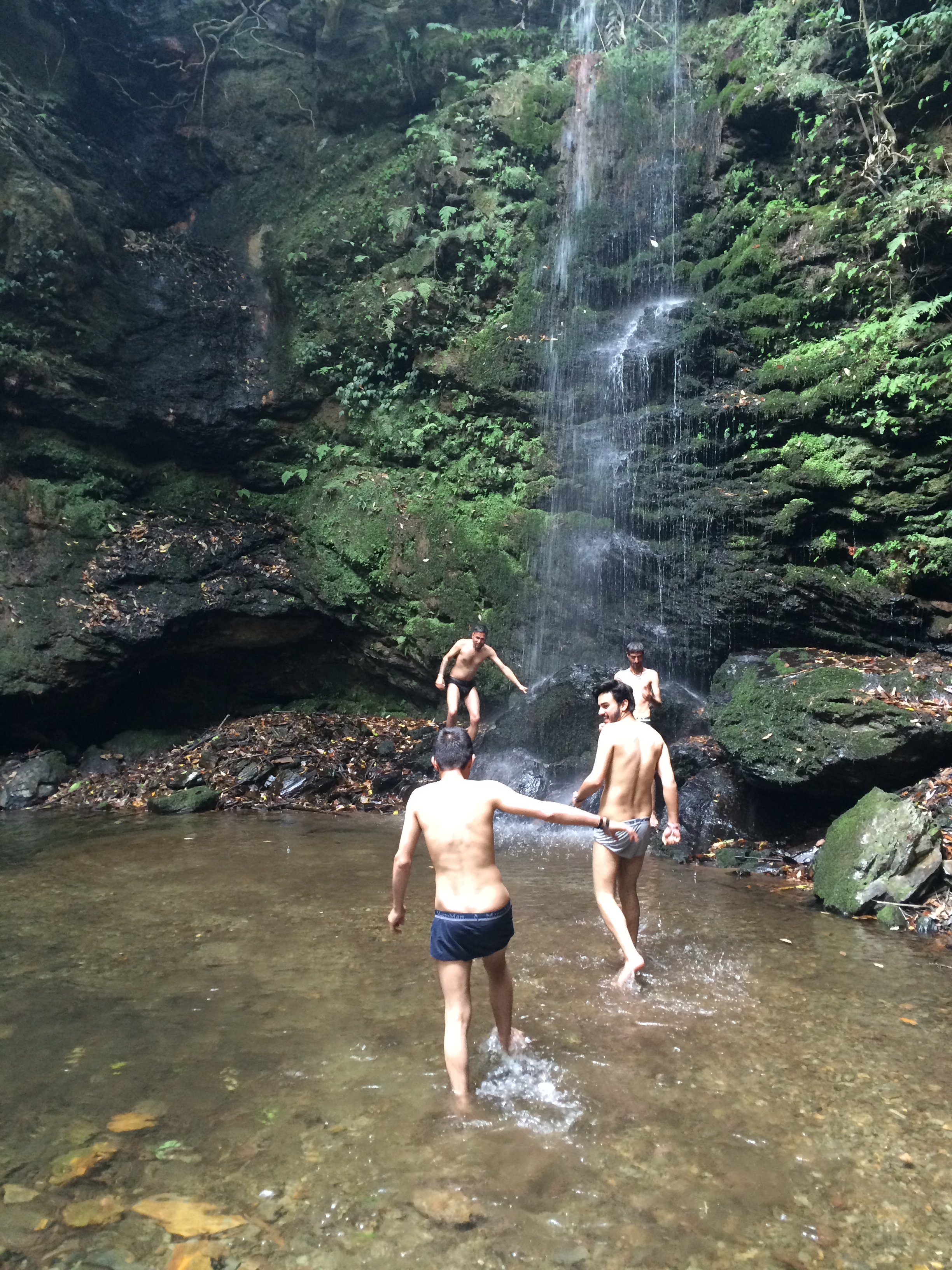 shower in waterfall