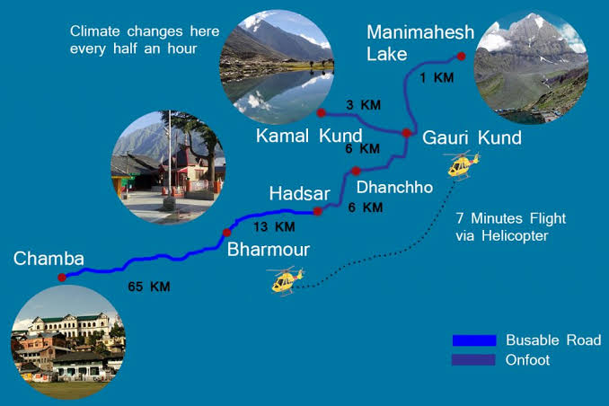 map of Manimahesh yatra